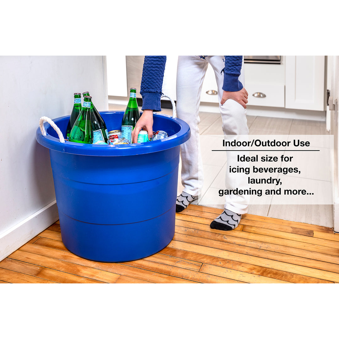 United Solutions 19 Gallon Large Plastic Tub w/ Rope Handle, 6 Pack (Open Box) - VMInnovations