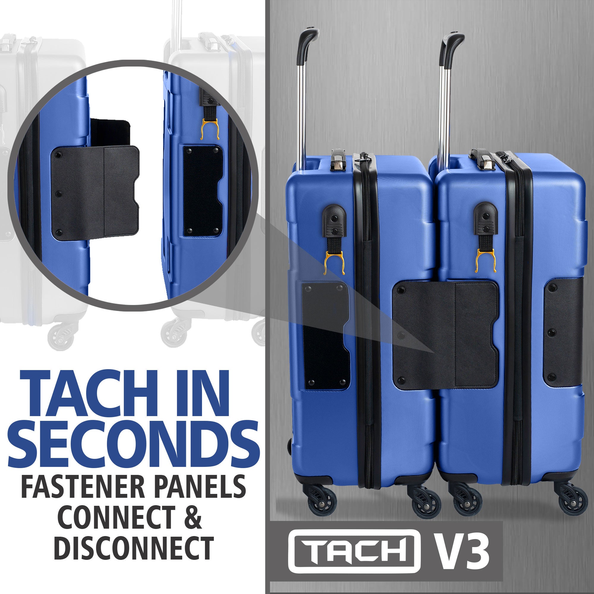 Connectable Hard Shell Carry On Spinner Suitcase Luggage, Midnight Blue (Used) - VMInnovations