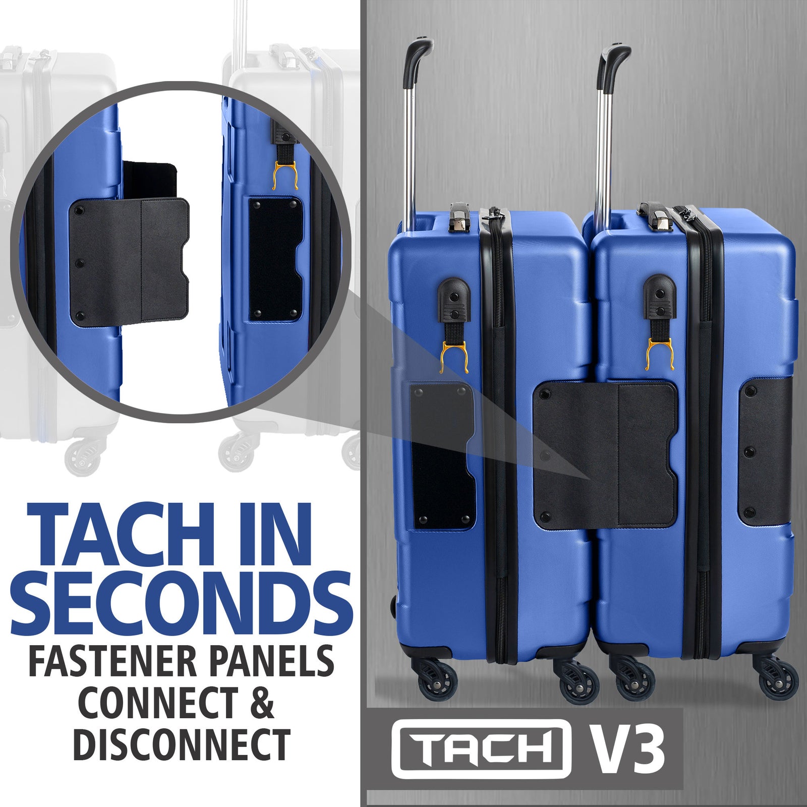 TACH V3 Hard Shell Carry On Spinner Suitcase Luggage, Midnight Blue (Open Box) - VMInnovations