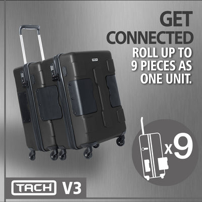 TACH V3 Connectable Hard Shell Carry On Spinner Suitcase Bag, Black (Open Box) - VMInnovations