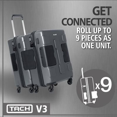 TACH V3 Connectable Hard Shell Carry On Spinner Suitcase Luggage Bag, Gray