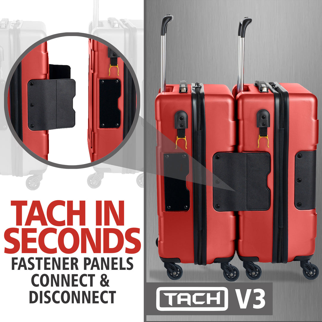 TACH V3 Connectable Hard Shell Carry On Travel Suitcase Luggage, Red (Open Box) - VMInnovations