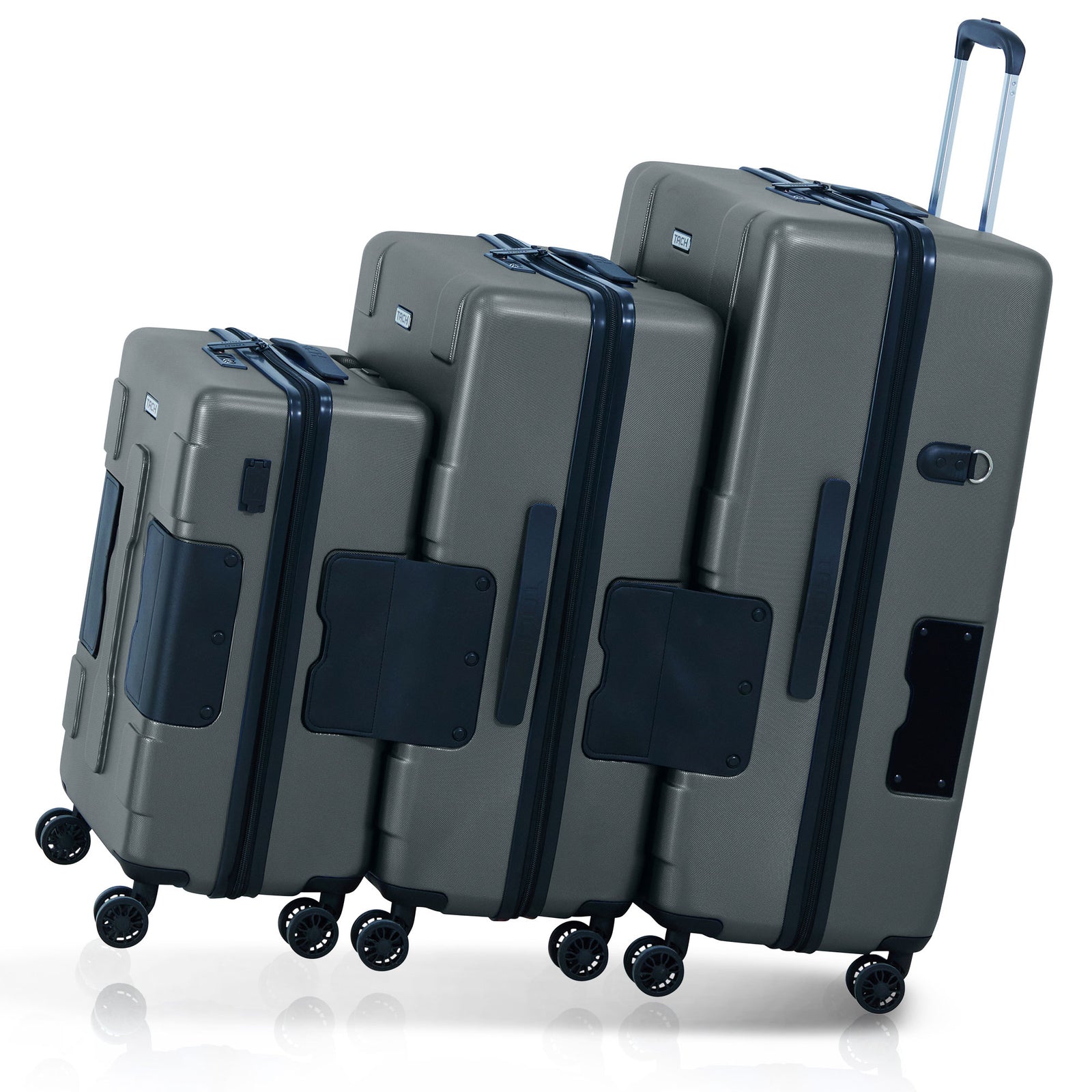 TACH V3 3 Piece Hard Shell Rolling Suitcase Luggage Set w/ Wheels, Gray (Used) - VMInnovations