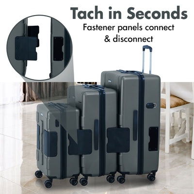 TACH V3 3 Piece Hard Shell Rolling Suitcase Luggage Set w/ Wheels, Gray (Used) - VMInnovations