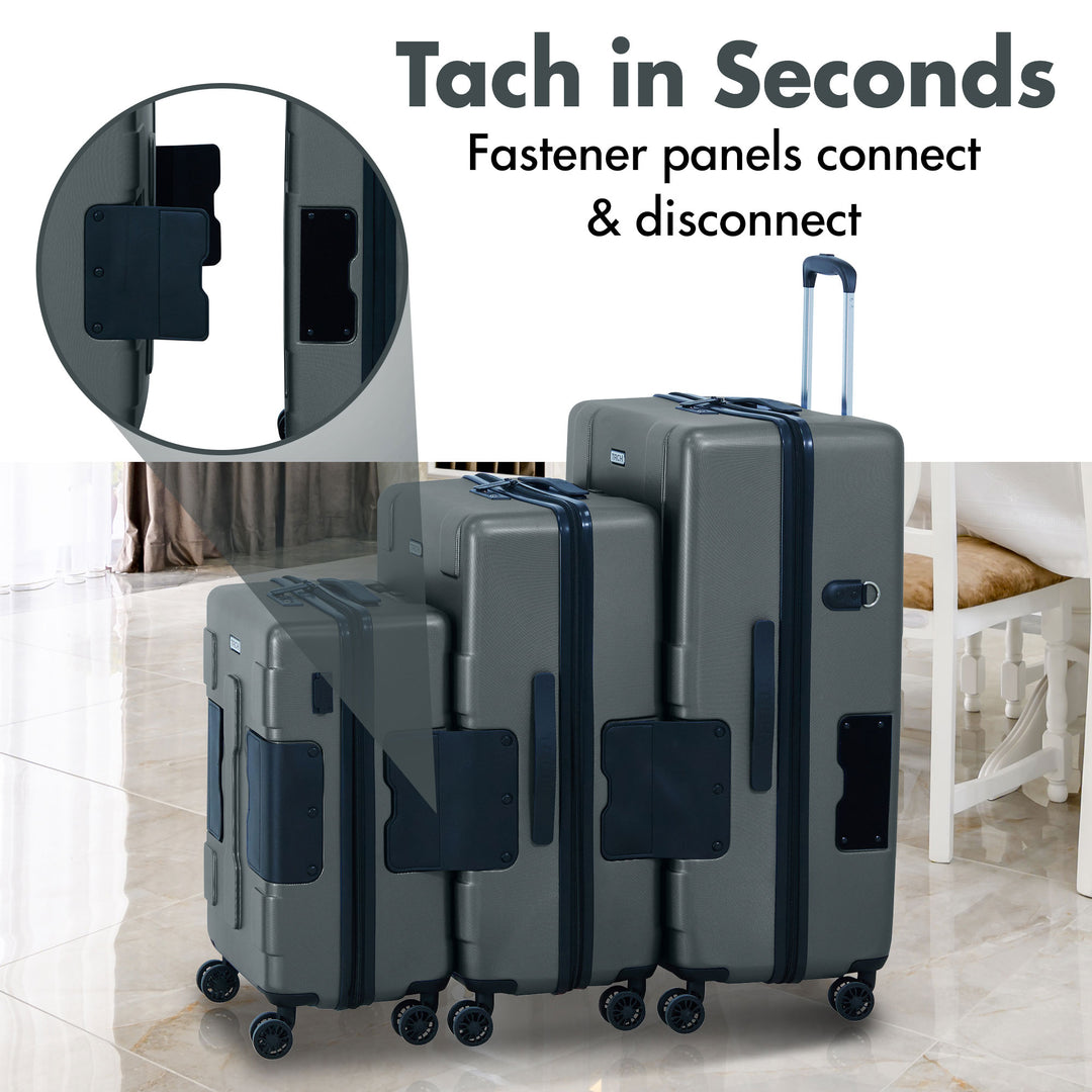 TACH V3 3 Piece Hard Shell Rolling Suitcase Luggage Set w/ Wheels, Gray (Used)