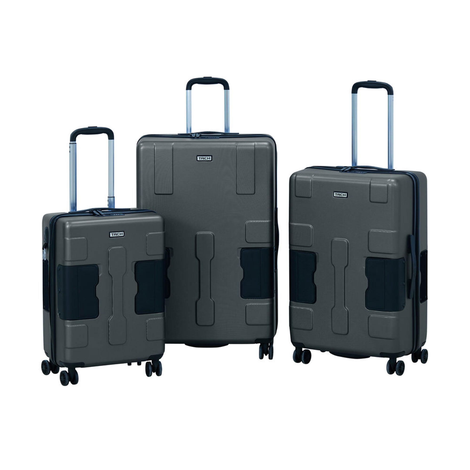 TACH V3 3 Piece Hard Shell Rolling Suitcase Luggage Set w/ Wheels, Gray (Used) - VMInnovations