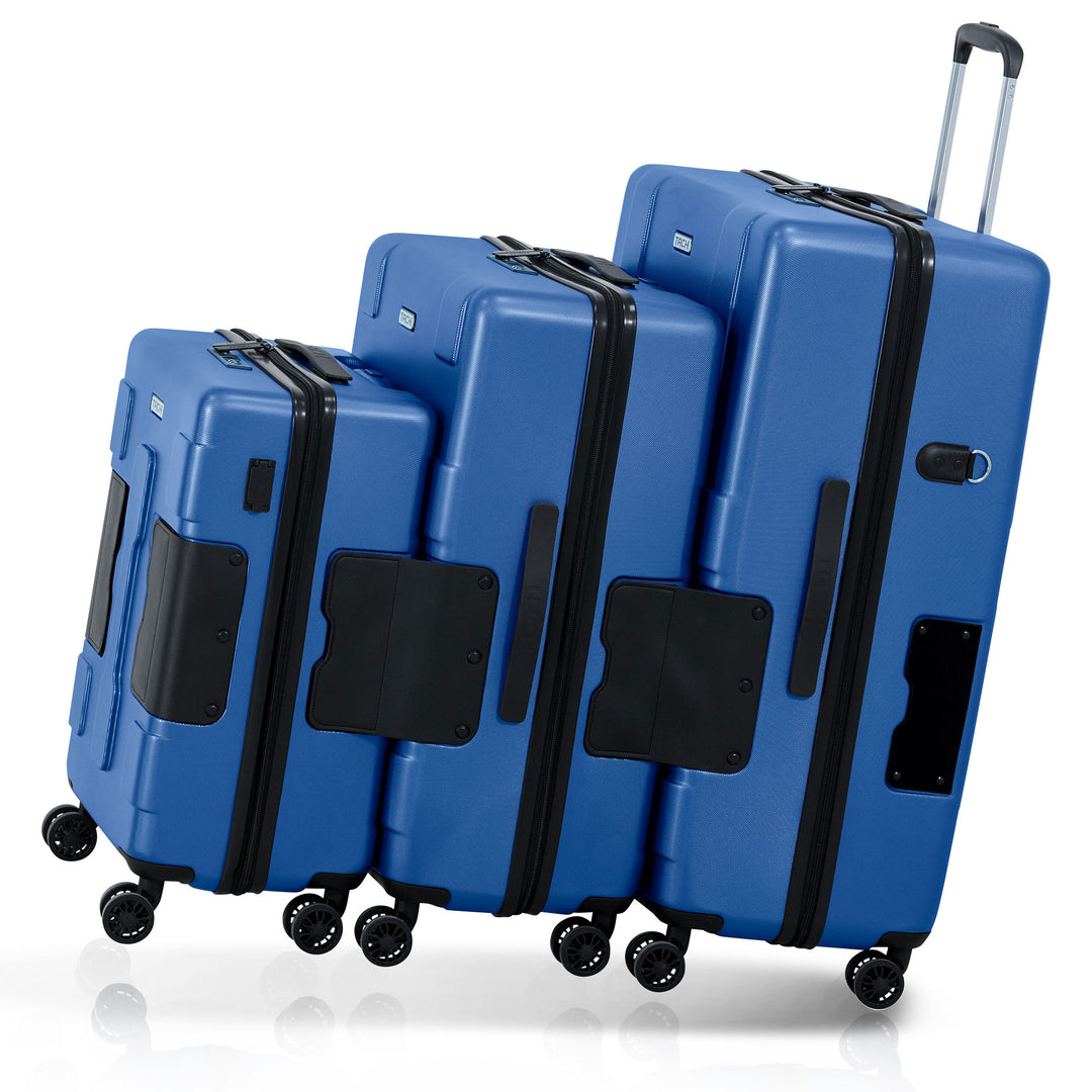 TACH V3 3 Pc Hard Shell Rolling Suitcase Luggage Set, Midnight Blue (Open Box)