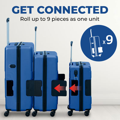 TACH V3 3 Pc Hard Shell Rolling Suitcase Luggage Set, Midnight Blue (Open Box) - VMInnovations