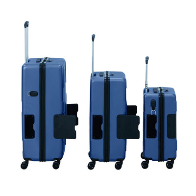 TACH V3 3 Pc Hard Shell Rolling Suitcase Luggage Set, Midnight Blue (Open Box) - VMInnovations