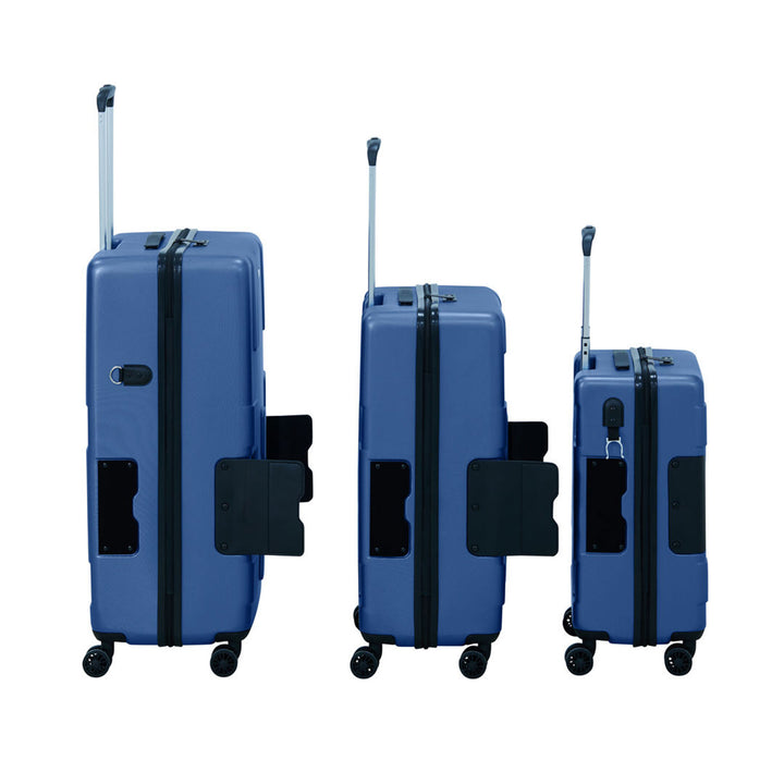 TACH V3 3 Pc Hard Shell Rolling Suitcase Luggage Set, Midnight Blue (Open Box)