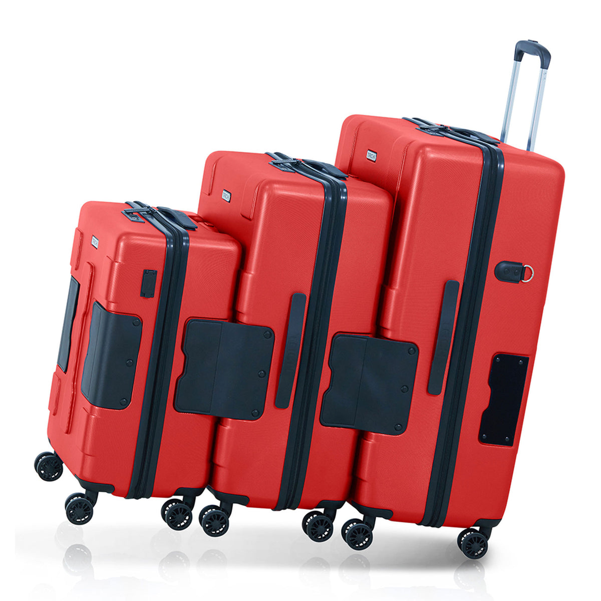 TACH V3 3 Piece Hard Shell Rolling Travel Suitcase Luggage Set w/ Wheels, Red (Refurbished)