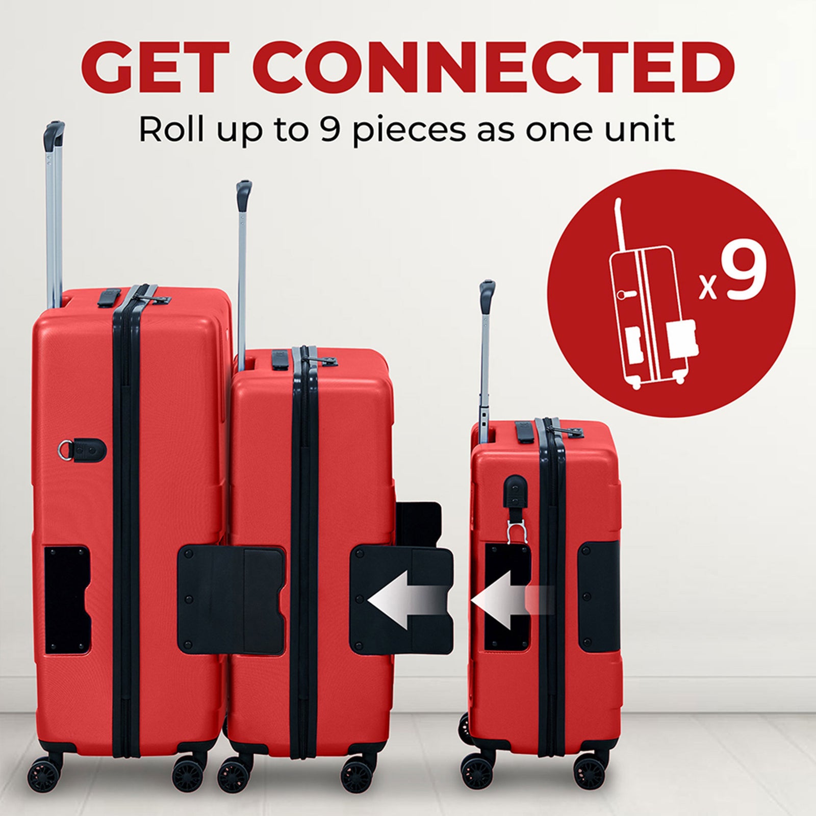 TACH V3 Hard Shell Rolling Travel Suitcase Luggage Set w/ Wheels Red (For Parts) - VMInnovations