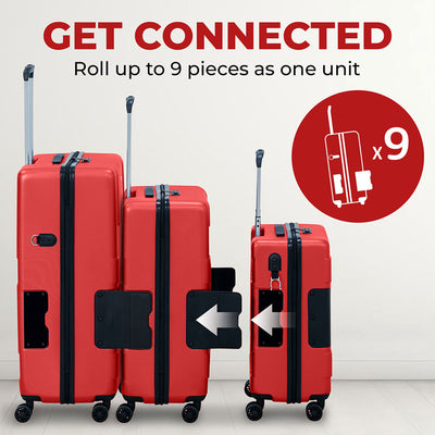 TACH V3 3 Piece Hard Shell Rolling Travel Suitcase Luggage Set w/ Wheels, Red (Refurbished)