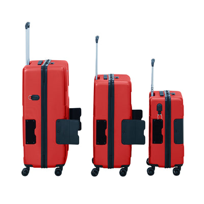 TACH V3 3 Piece Hard Shell Rolling Travel Suitcase Luggage Set w/ Wheels, Red (Refurbished)