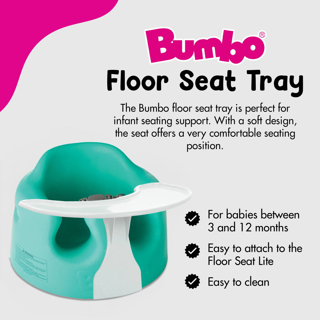 Bumbo Baby Infant Portable Foam Floor Seat with Play Top Tray Attachment, Aqua