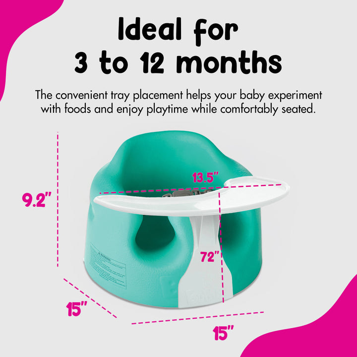 Bumbo Baby Infant Portable Foam Floor Seat with Play Top Tray Attachment, Aqua