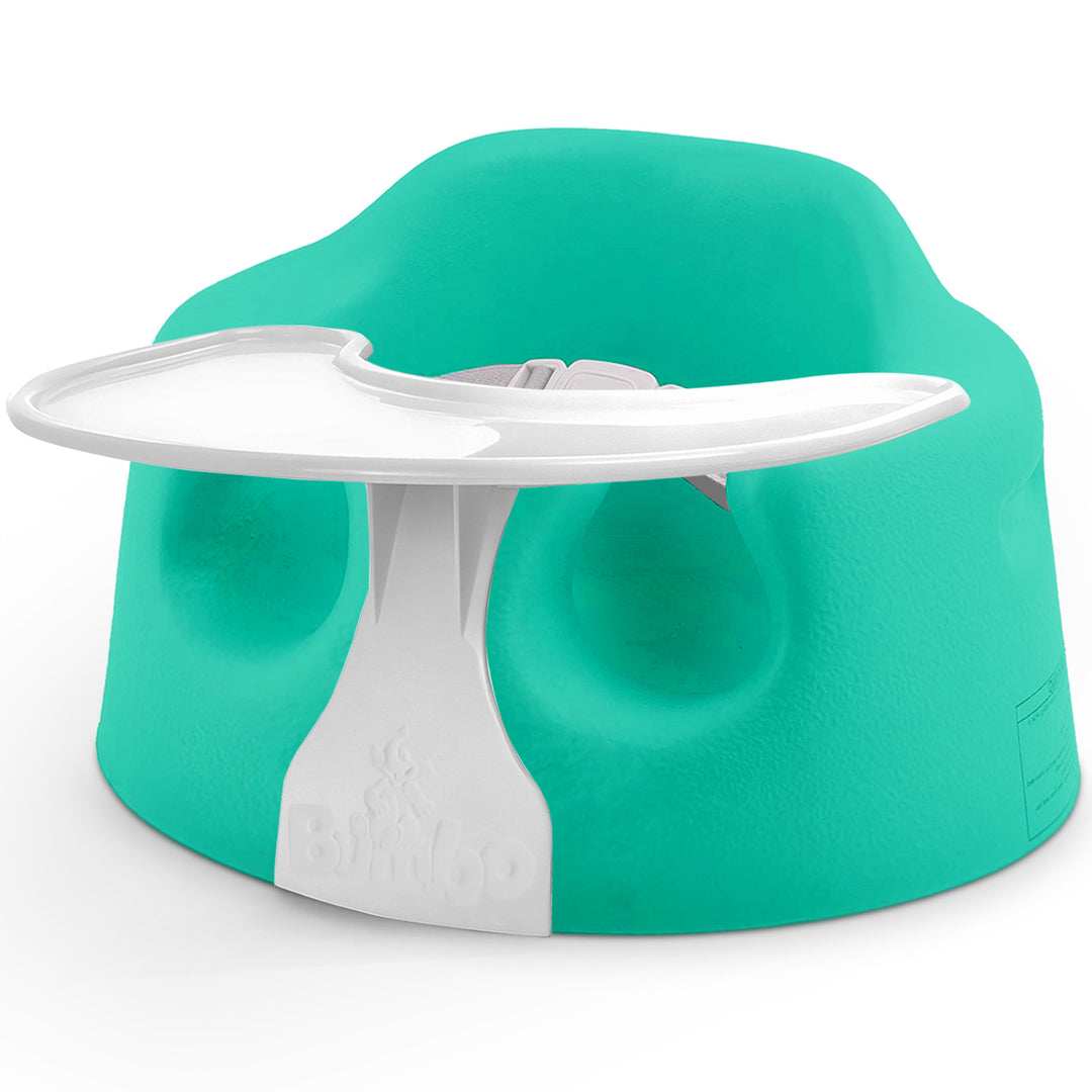 Bumbo Baby Infant Portable Foam Floor Seat with Play Top Tray Attachment, Aqua