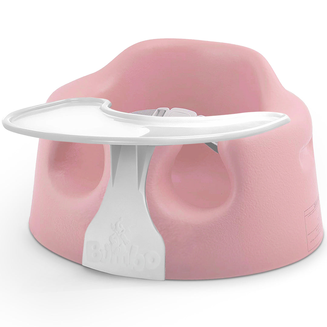 Bumbo Baby Infant Portable Foam Floor Seat with Play Top Tray Attachment, Pink