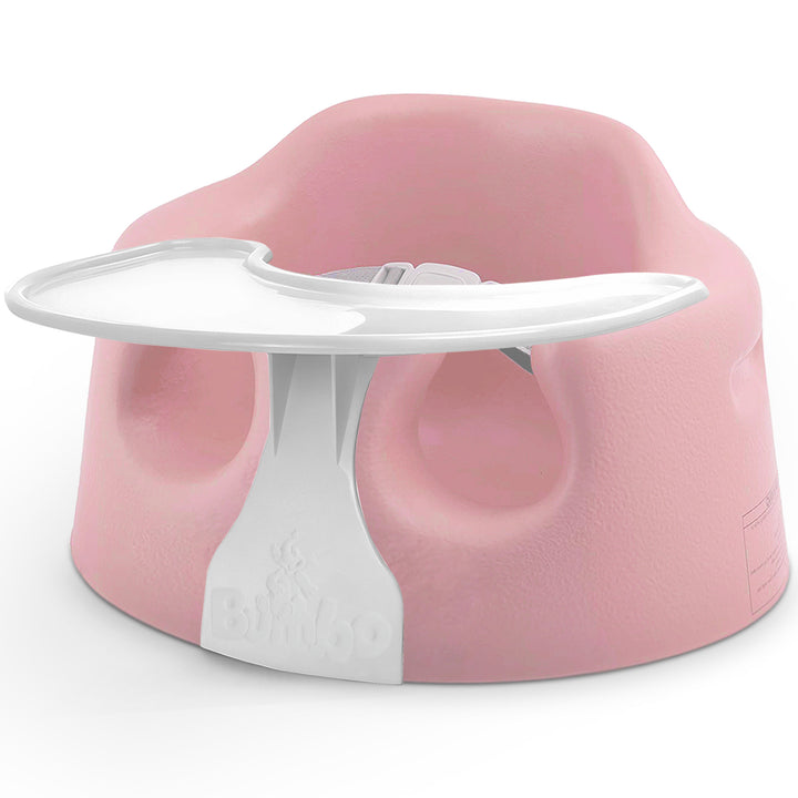 Bumbo Baby Infant Portable Foam Floor Seat with Play Top Tray Attachment, Pink