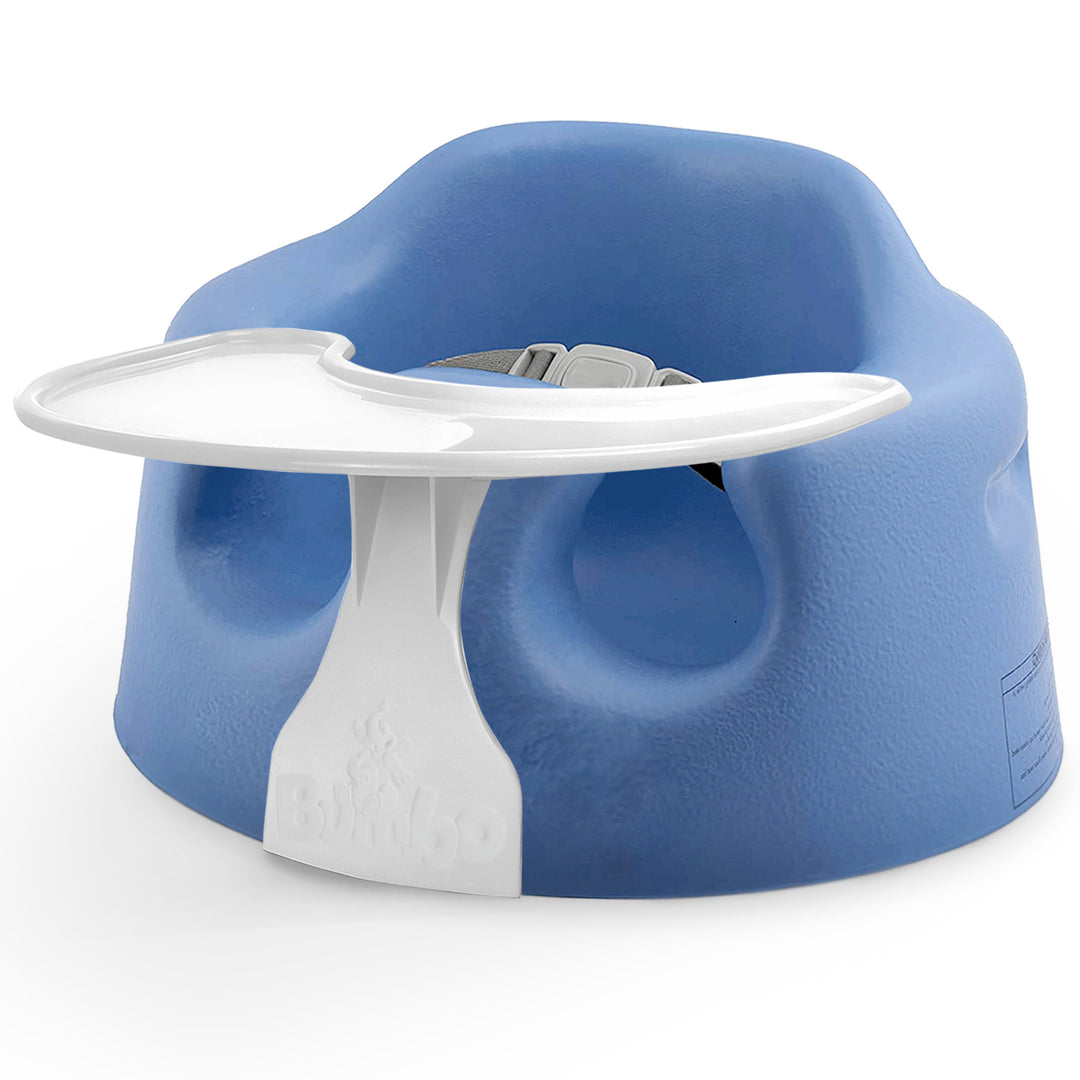 Bumbo Baby Infant Soft Foam Floor Seat w/ Play Top Tray Attachment, Powder Blue