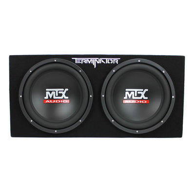 MTX 12" Dual Loaded Car Subwoofer w/ Sub Box, Amplifier, & QPower Wiring Amp Kit - VMInnovations