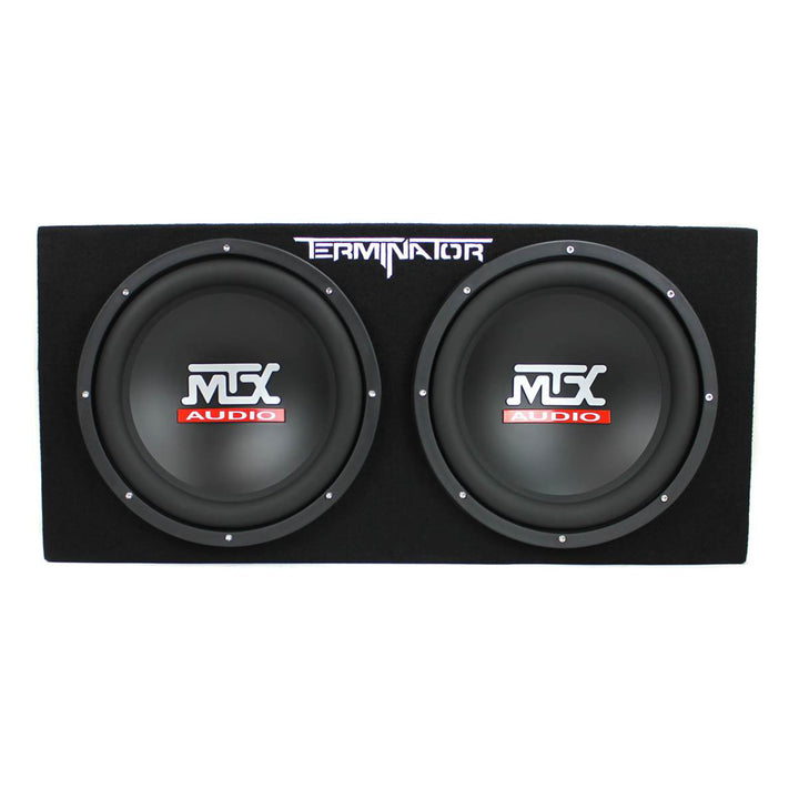 MTX 12" Dual Loaded Car Subwoofer w/ Sub Box, Amplifier, & QPower Wiring Amp Kit