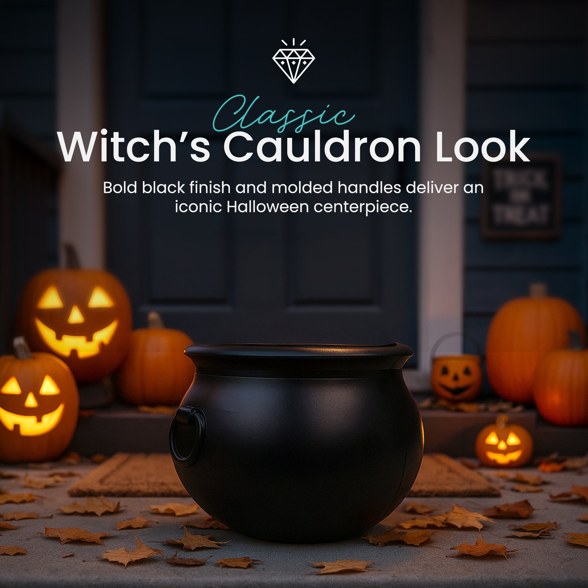 Union Products 55160 16 Inch Witch Cauldron Halloween Decoration, Black (2 Pack)
