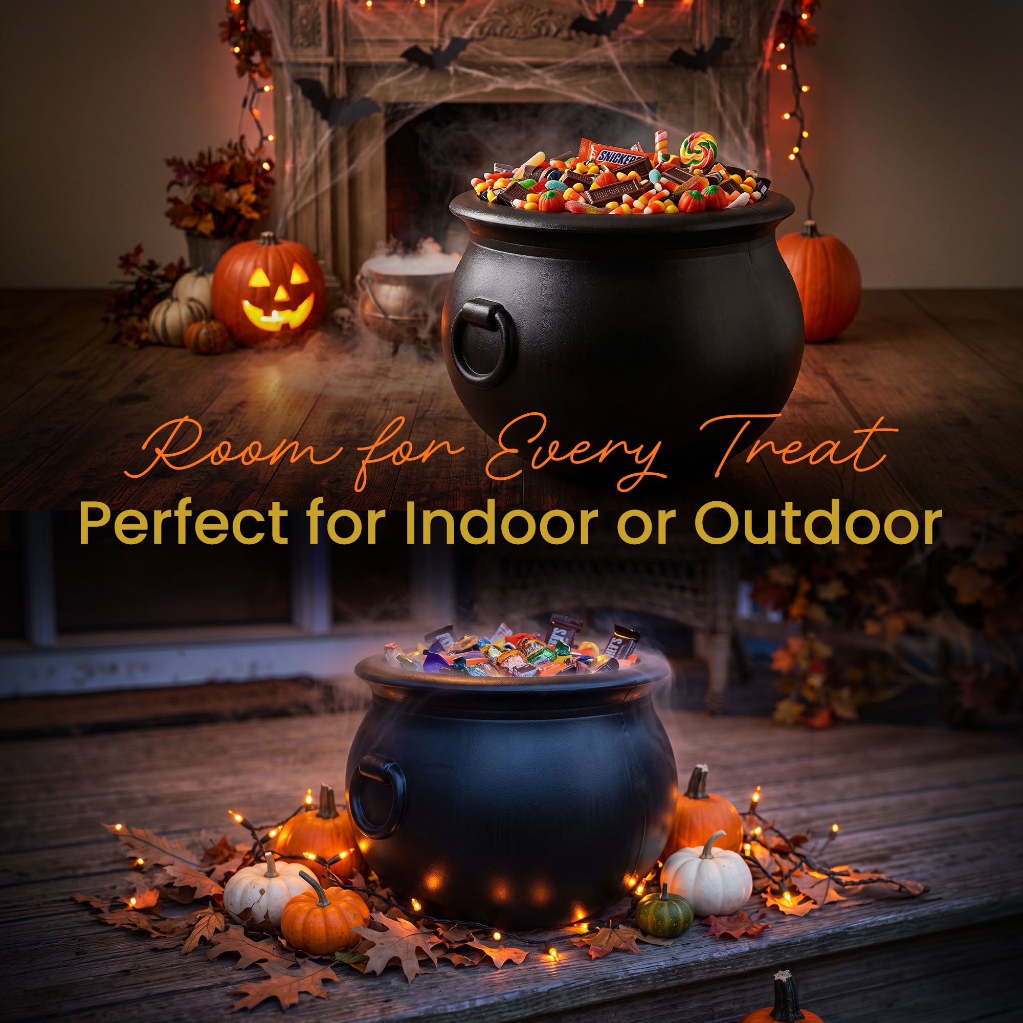Union Products 55160 16 Inch Witch Cauldron Spooky Halloween Decoration, Black