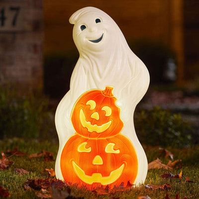 Union Products Light Up Ghost and Pumpkin Halloween Outdoor Decoration (Used) - VMInnovations