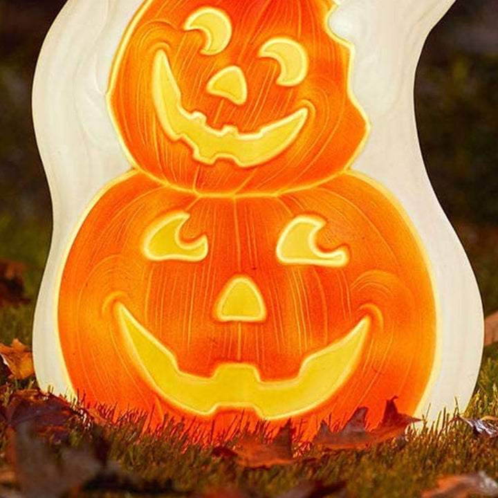 Union Products Light Up Ghost and Pumpkin Halloween Outdoor Decoration (Used)