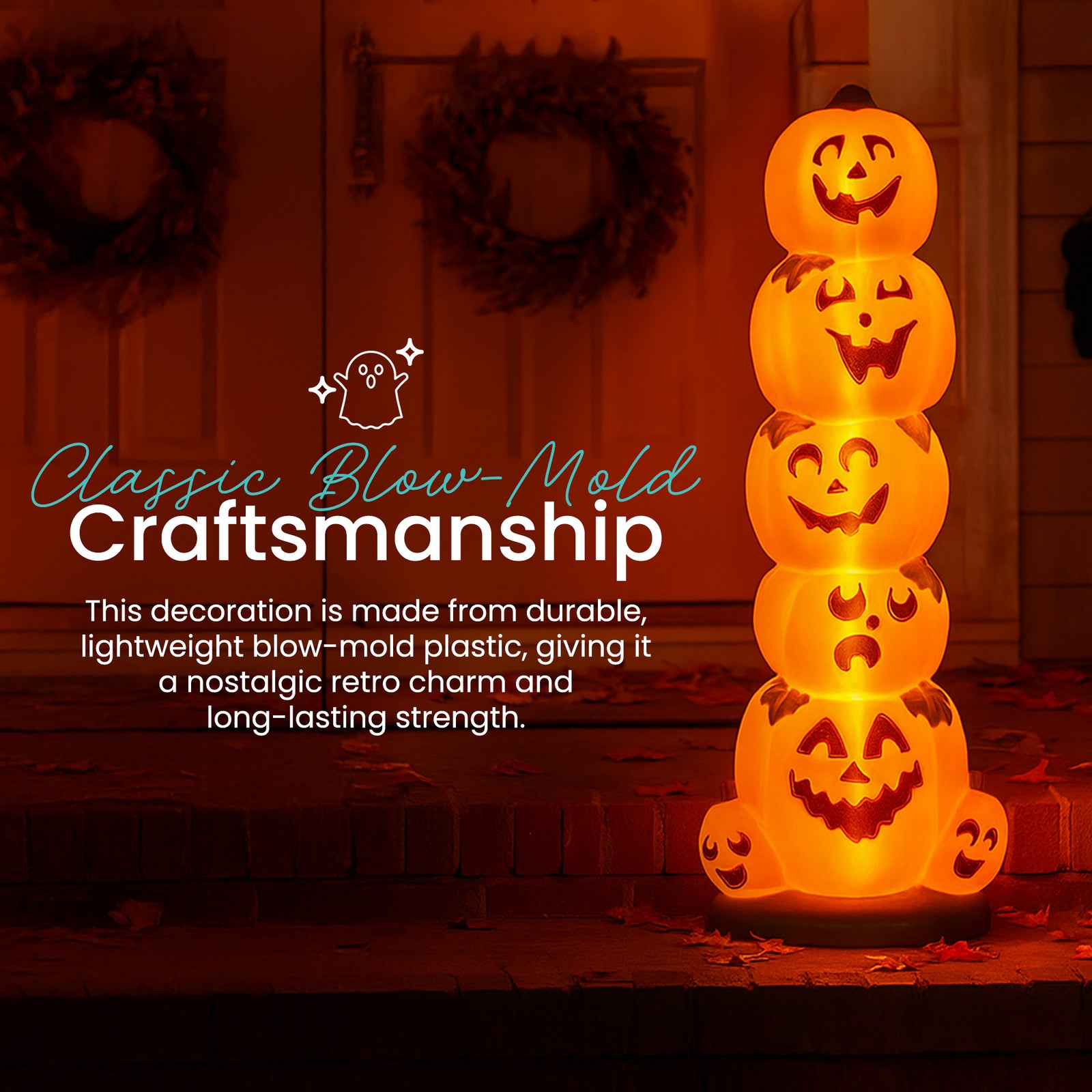 Union Products 55780 LED Pre-Lit Pumpkin Stack, Indoor/Outdoor Halloween Decor - VMInnovations