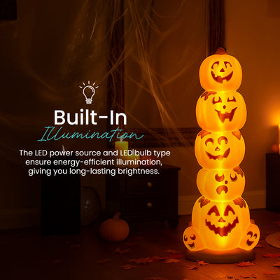 Union Products 55780 LED Pre-Lit Pumpkin Stack, Indoor/Outdoor Halloween Decor (Open Box)