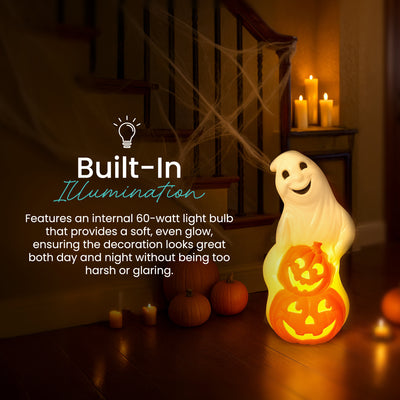 Union Products Light Up Ghost and Pumpkin Halloween Outdoor Decoration (Used) - VMInnovations