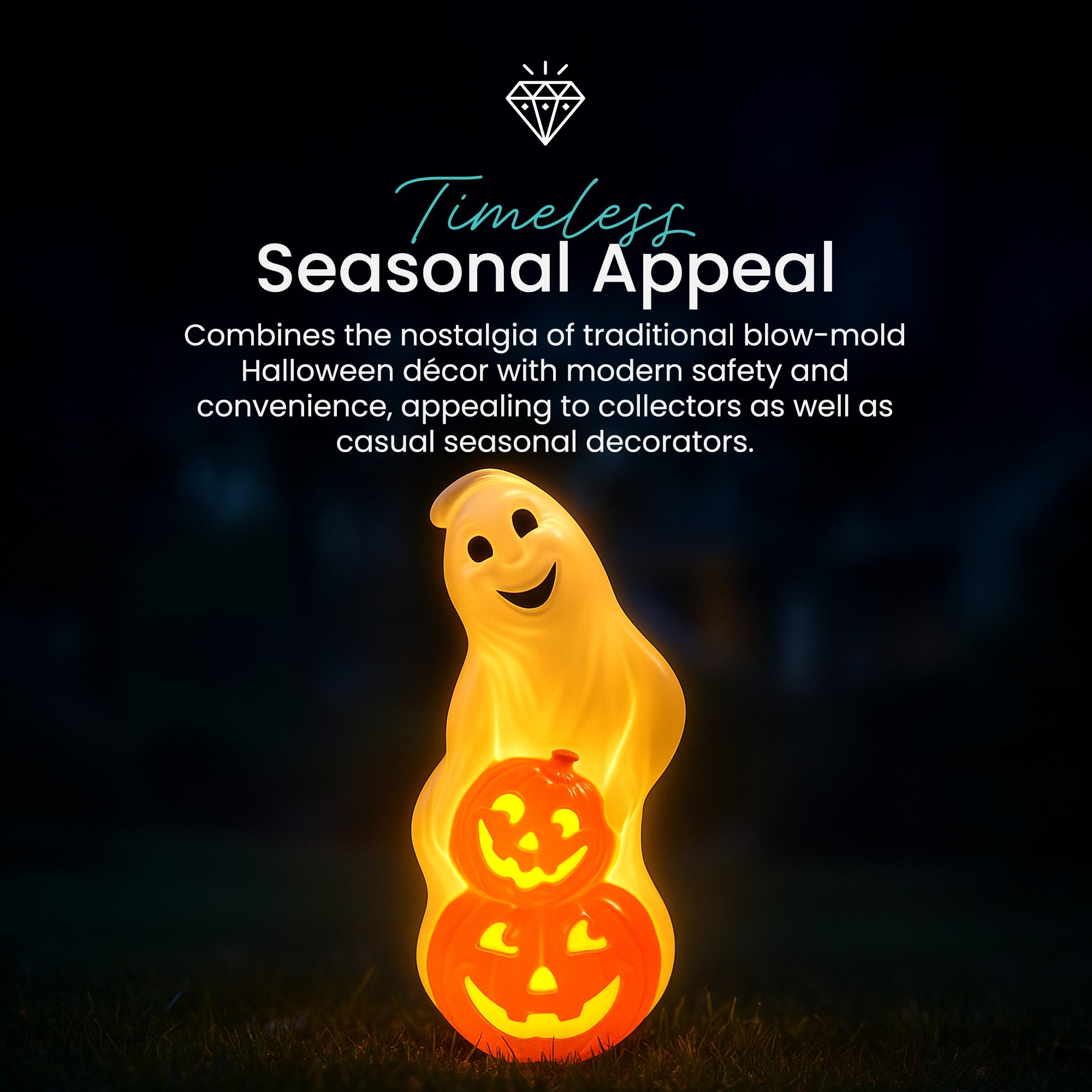 Union Products Light Up Ghost and Pumpkin Halloween Outdoor Decoration (Used) - VMInnovations