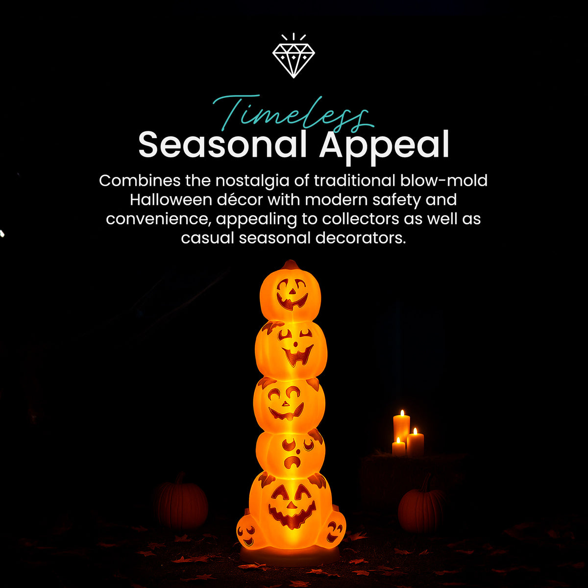 Union Products LED Pre-Lit Pumpkin Stack, Indoor/Outdoor Halloween Decor (Used)