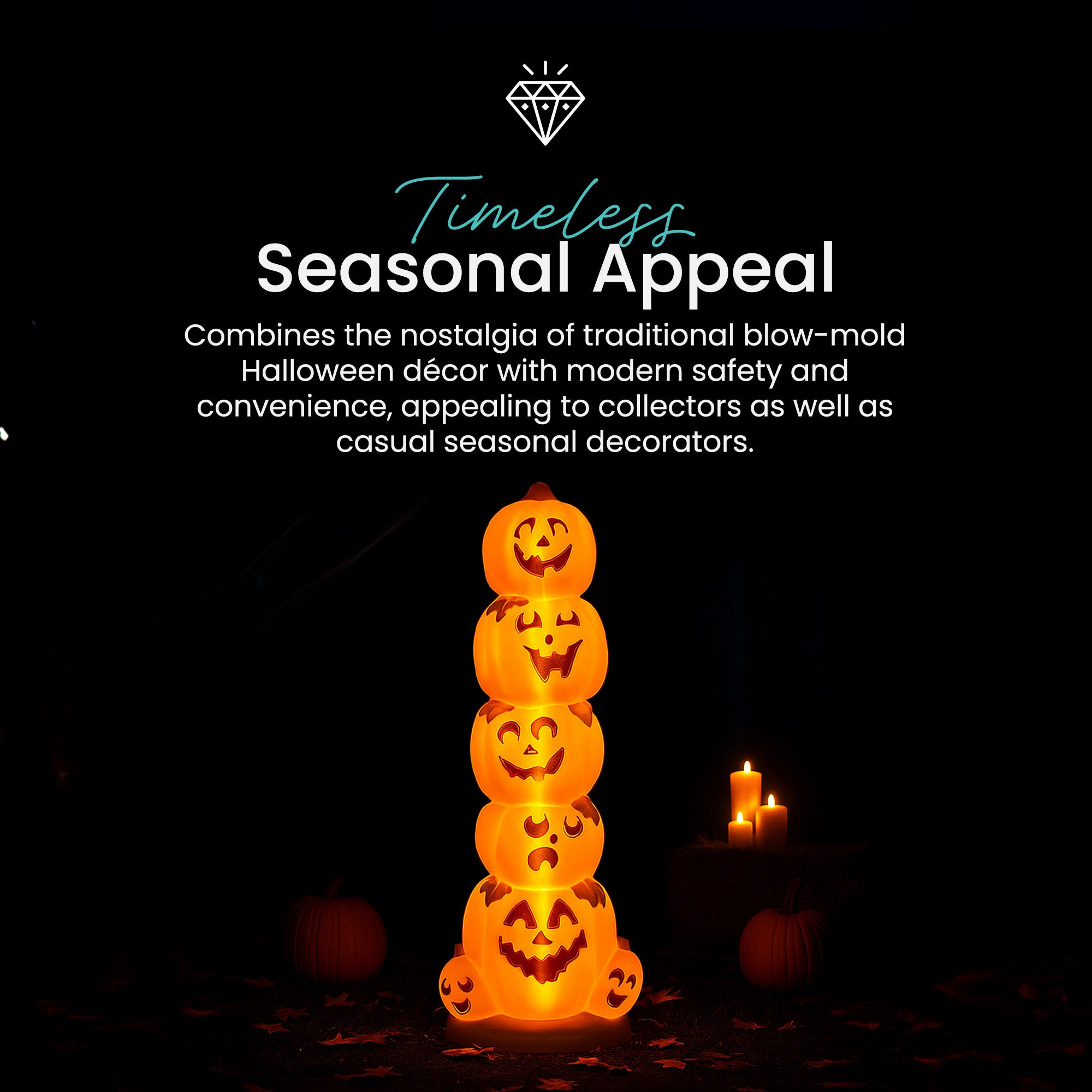Union Products 55780 LED Pre-Lit Pumpkin Stack, Indoor/Outdoor Halloween Decor (Open Box)