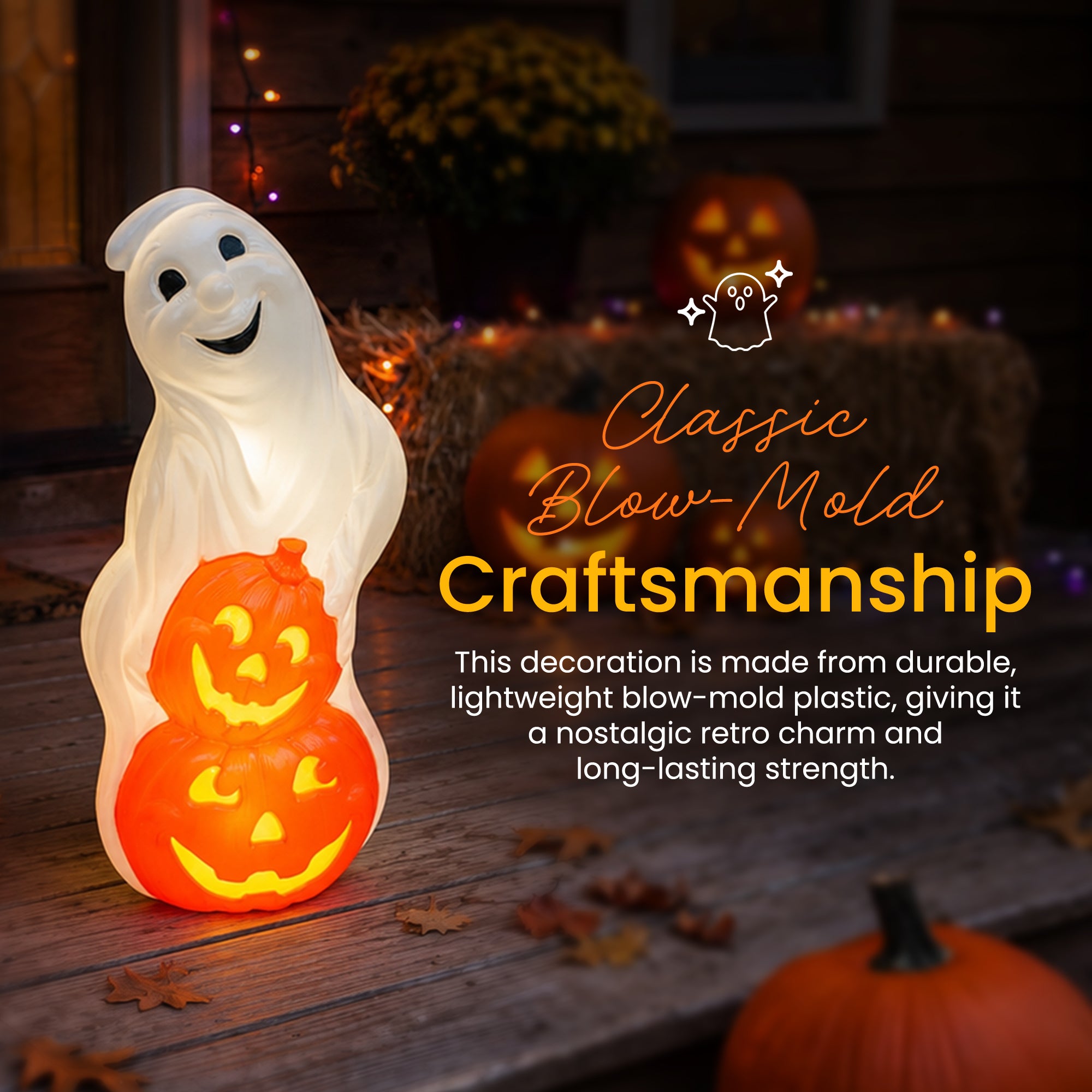 Union Products 56480 Light Up Ghost and Pumpkin Halloween Outdoor Decoration