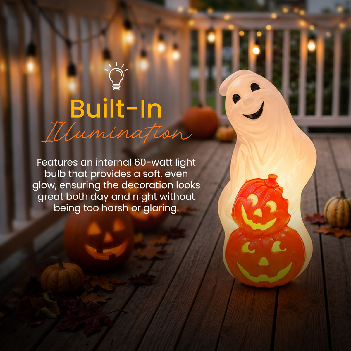 Union Products 56480 Light Up Ghost and Pumpkin Halloween Outdoor Decoration
