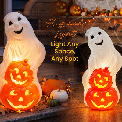 Union Products 56480 Light Up Ghost and Pumpkin Halloween Outdoor Decoration