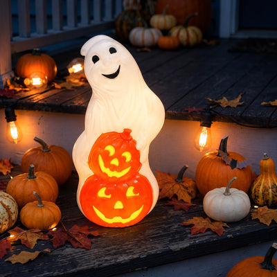 Union Products 56480 Light Up Ghost and Pumpkin Halloween Outdoor Decoration