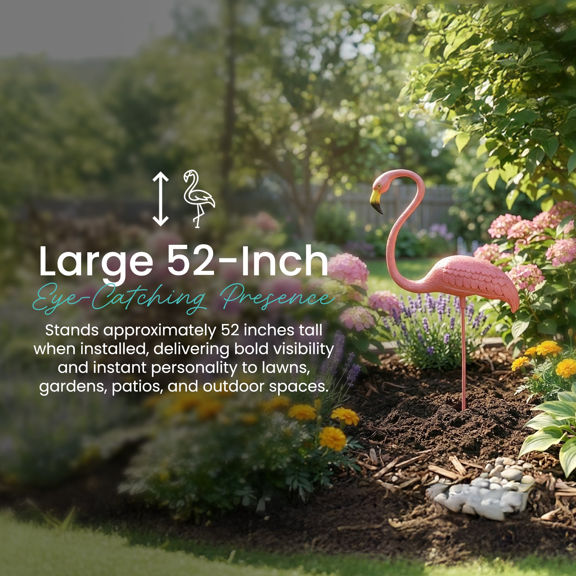 Union Products Outdoor Featherstone Flamingo Yard Lawn Ornament, (Open Box) - VMInnovations