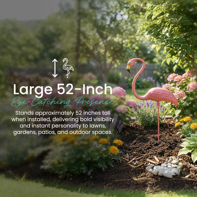 Union Products Outdoor Featherstone Flamingo Yard Lawn Ornament, (Open Box) - VMInnovations