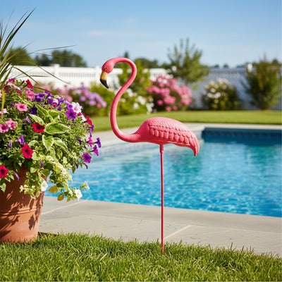 Union Products Outdoor Featherstone Flamingo Yard Lawn Ornament, (Open Box) - VMInnovations