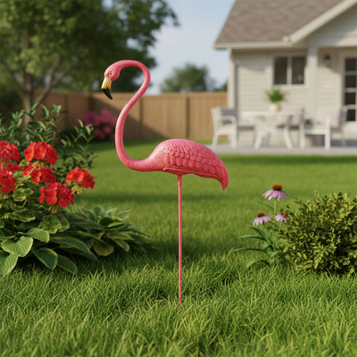 Union Products Outdoor Featherstone Flamingo Yard Lawn Ornament, (Open Box) - VMInnovations