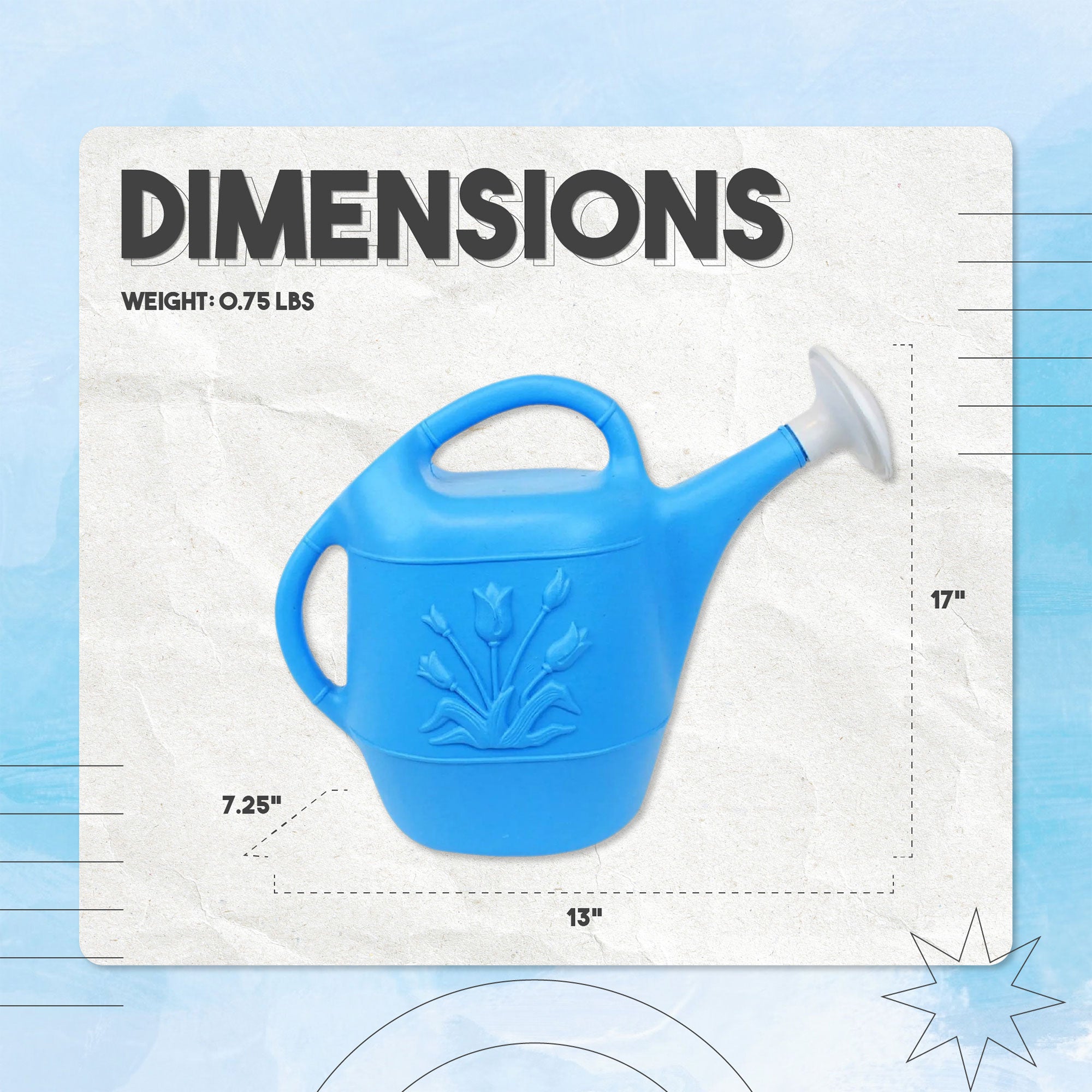 Union Products Plants & Garden 2 Gal Plastic Watering Can, Caribbean Blue, 3 Ct