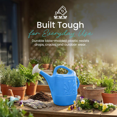 Union Products 63066 Plants & Garden 2 Gal Plastic Watering Can, Caribbean Blue