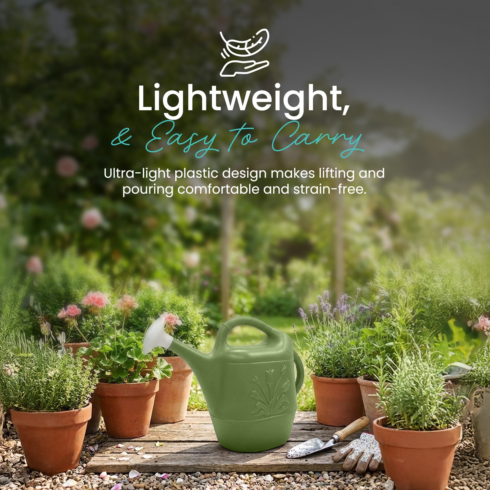 Union Products 63068 Plants & Garden 2 Gallon Plastic Watering Can, Sage Green
