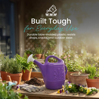 Union Products 63068 Indoor/Outdoor 2 Gallon Plastic Plant Watering Can, Purple - VMInnovations