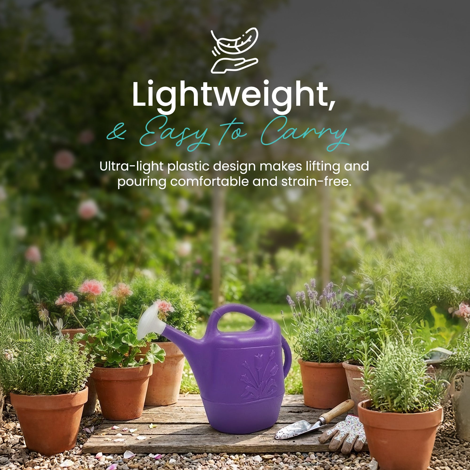 Union Products 63068 Indoor/Outdoor 2 Gallon Plastic Plant Watering Can, Purple - VMInnovations