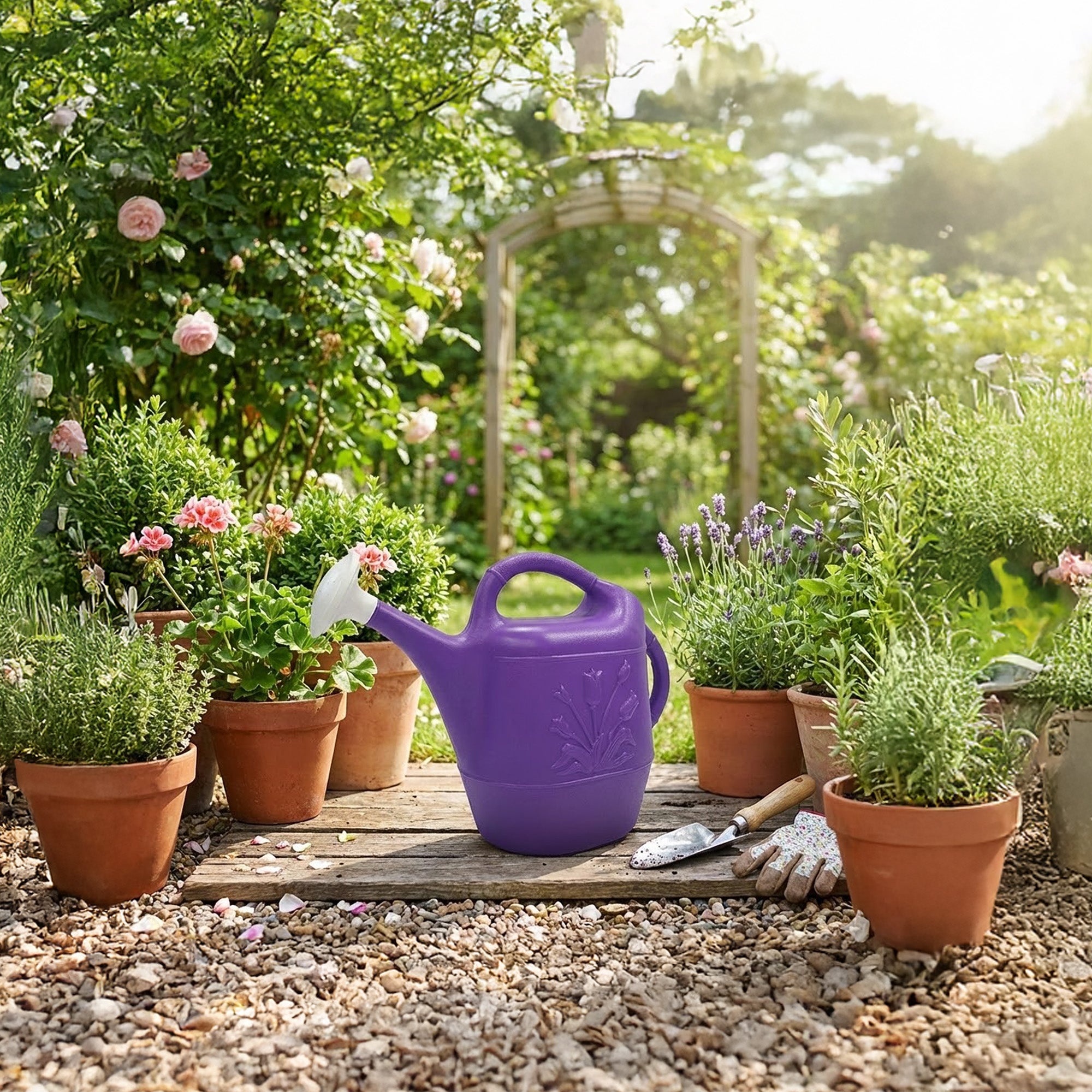 Union Products 63068 Indoor/Outdoor 2 Gallon Plastic Plant Watering Can, Purple - VMInnovations